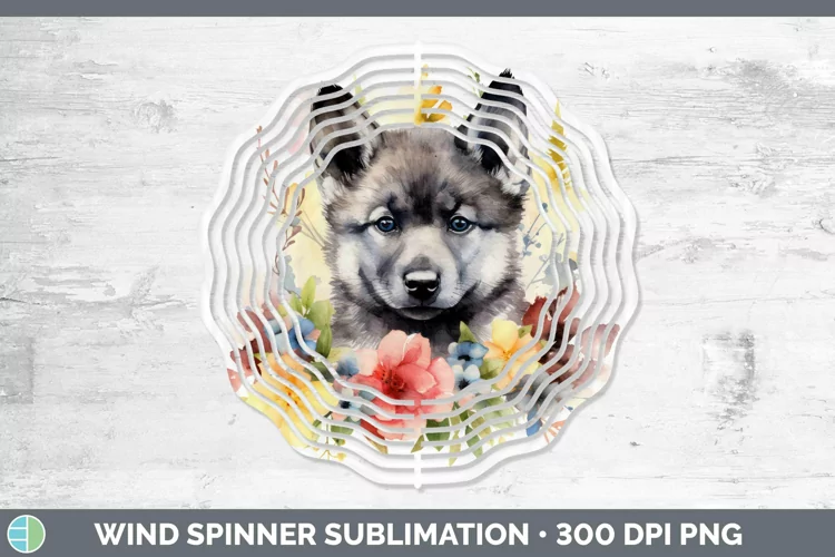 Floral Dog Norwegian Elkhound Dog Wind Spinner Sublimation S
