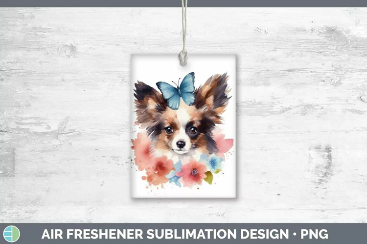 Floral Dog Papillon Dog Air Freshener Sublimation Car Freshe