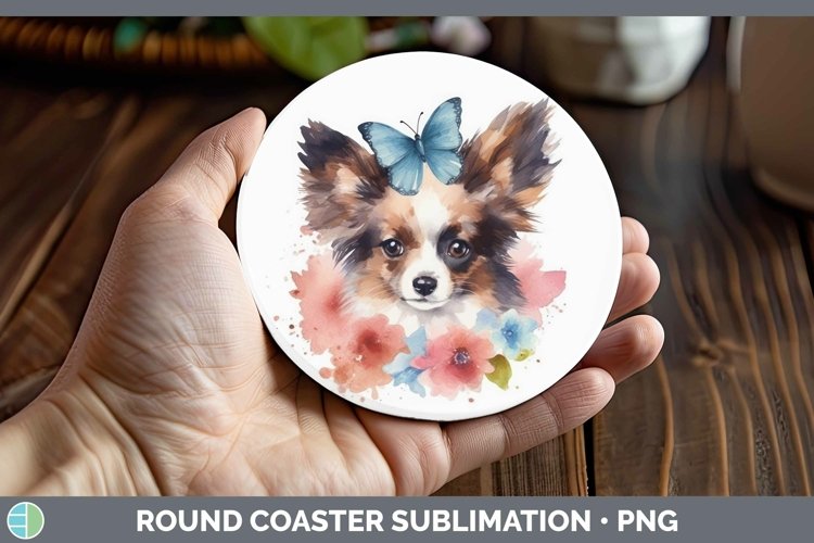 GorgeousFloral Dog Round Coaster design.
