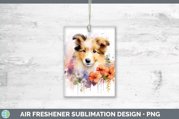 Floral Dog Rough Collie Air Freshener Sublimation Car Freshe