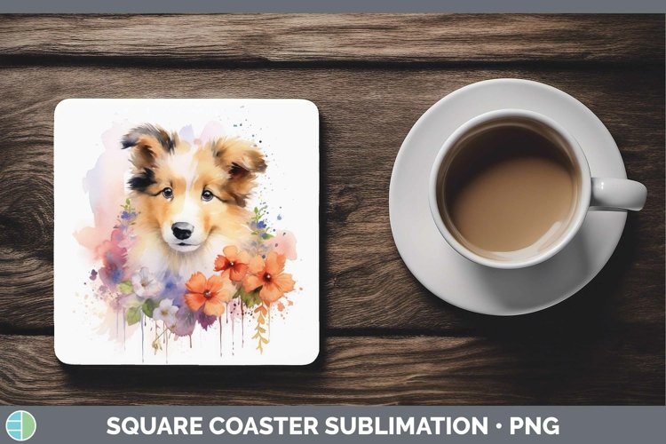 GorgeousFloral Dog Square Coaster design.