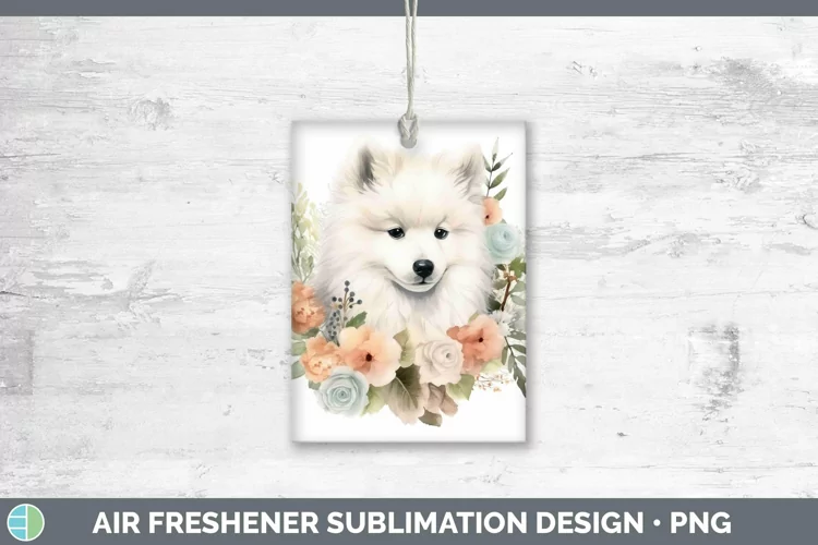 Floral Dog Samoyed Dog Air Freshener Sublimation Car Freshen