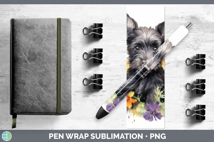 Floral Dog Scottish Terrier Dog Pen Wrap Sublimation Epoxy P