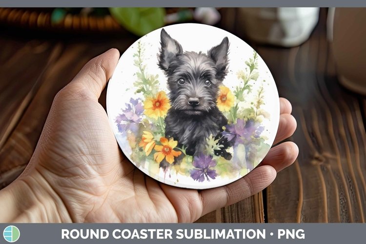 GorgeousFloral Dog Round Coaster design.