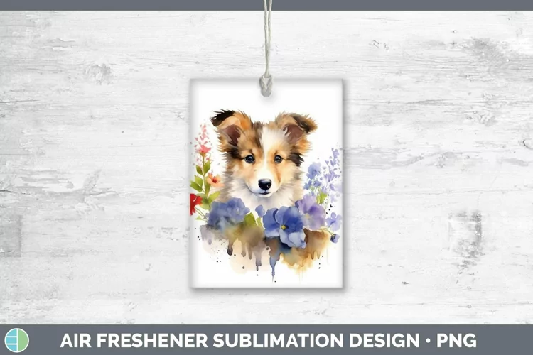 Floral Dog Shetland Sheepdog Air Freshener Sublimation Car F