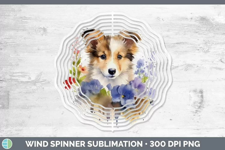 Floral Dog Shetland Sheepdog Wind Spinner Sublimation Spinne