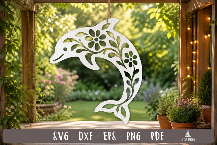 Floral Dolphin SVG Design Laser Cut Ornament