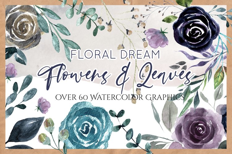 Flowers and Leaves - Floral Watercolor Graphics