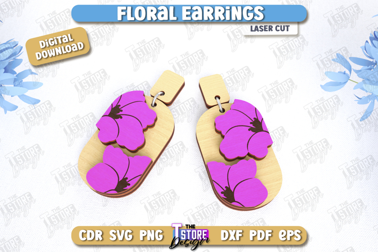 Floral Earrings Laser Cut | Floral Design | Accessories |CNC