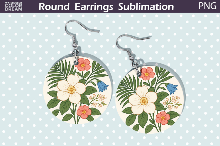 Tropical Floral Round Earrings | Vintage Flowers Earrings