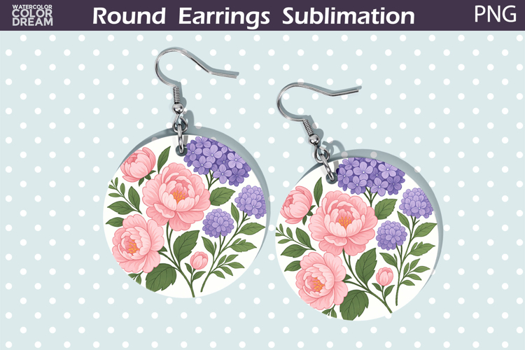 Peony Floral Round Earrings | Vintage Flowers Earrings