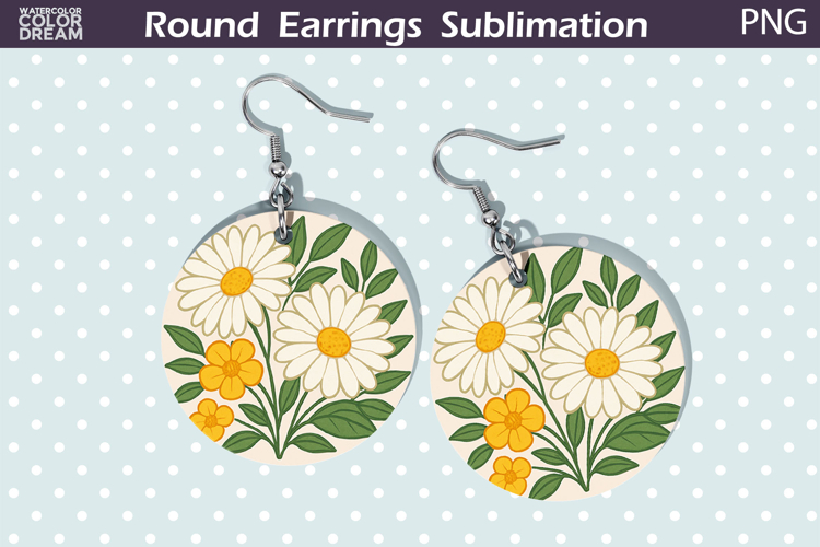 Daisy Floral Round Earrings | Vintage Flowers Earrings