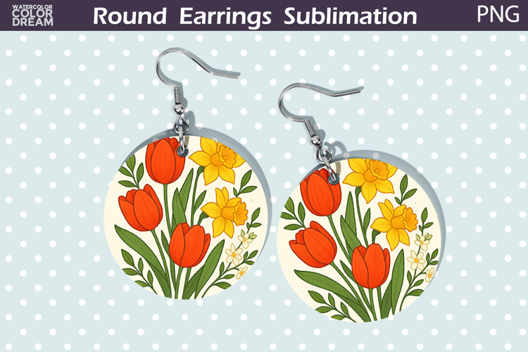 Spring Floral Round Earrings | Vintage Flowers Earrings