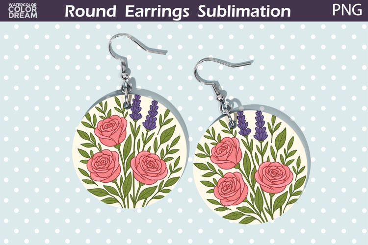 Pink Roses Round Earrings | Vintage Flowers Earrings