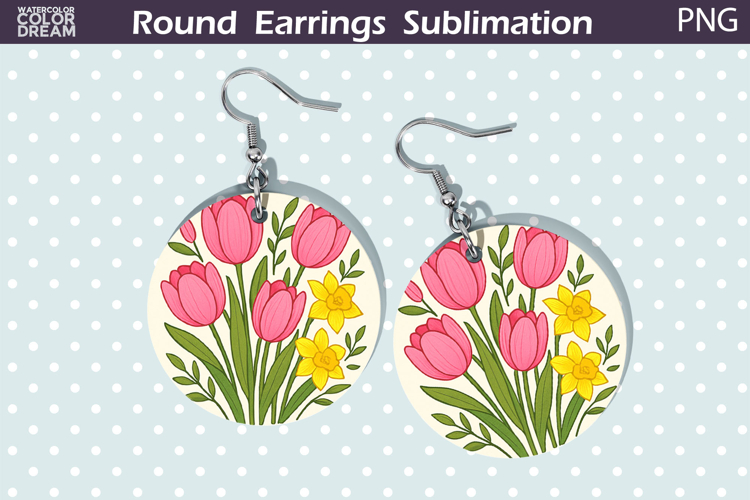 Spring Floral Round Earrings | Vintage Flowers Earrings