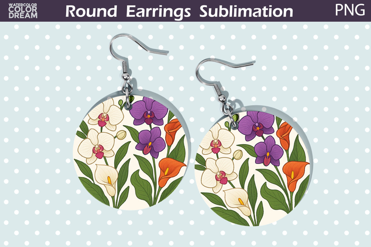 Tropical Floral Round Earrings | Vintage Flowers Earrings