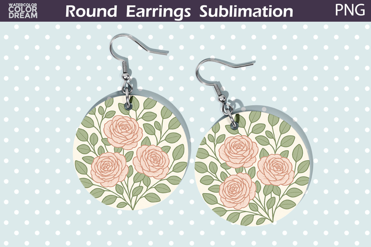 Pastel Roses Round Earrings | Vintage Flowers Earrings