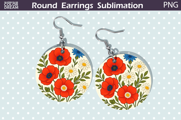 Poppy Round Earrings | Vintage Flowers Earrings
