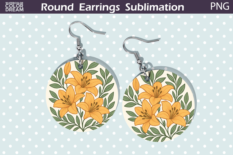Lily Round Earrings | Vintage Flowers Earrings