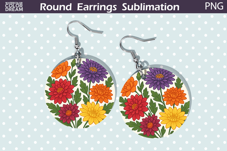 Asters Round Earrings | Vintage Flowers Earrings