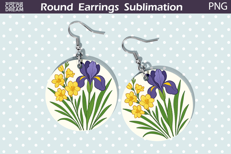 Iris Round Earrings | Vintage Flowers Earrings