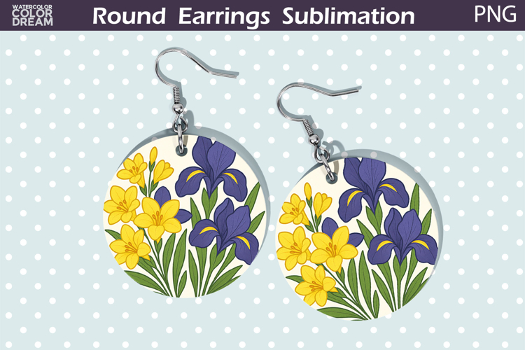 Iris Round Earrings | Vintage Flowers Earrings