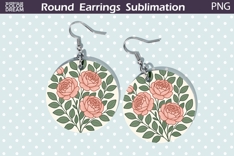 Pastel Peony Round Earrings | Vintage Flowers Earrings