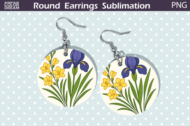 Iris Round Earrings | Vintage Flowers Earrings