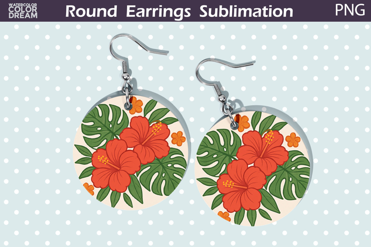 Tropical Floral Round Earrings | Vintage Flowers Earrings
