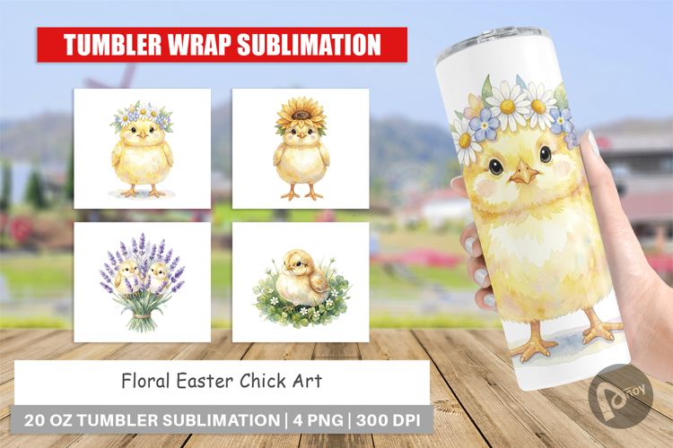Floral Easter Chick Tumbler