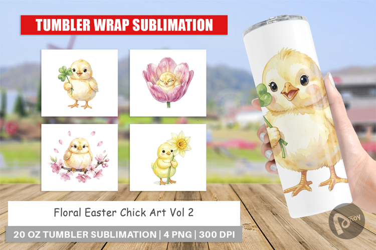Floral Easter Chick Tumbler