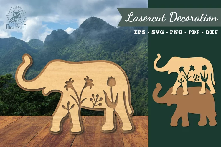 Floral Elephant Laser Cut Decoration