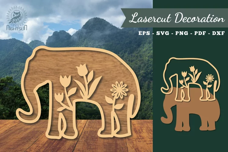 Floral Elephant Laser Cut Decoration