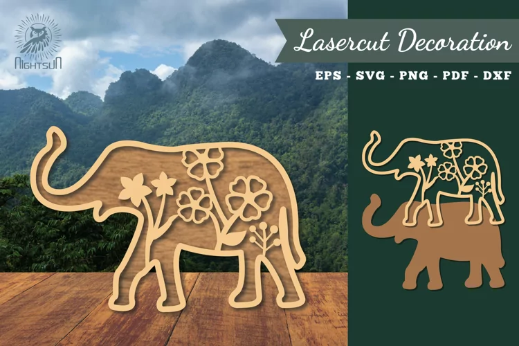 Floral Elephant Laser Cut Decoration