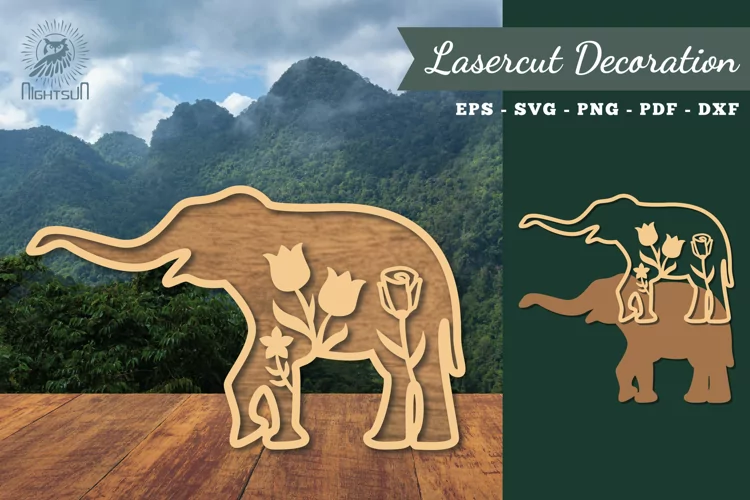 Floral Elephant Laser Cut Decoration