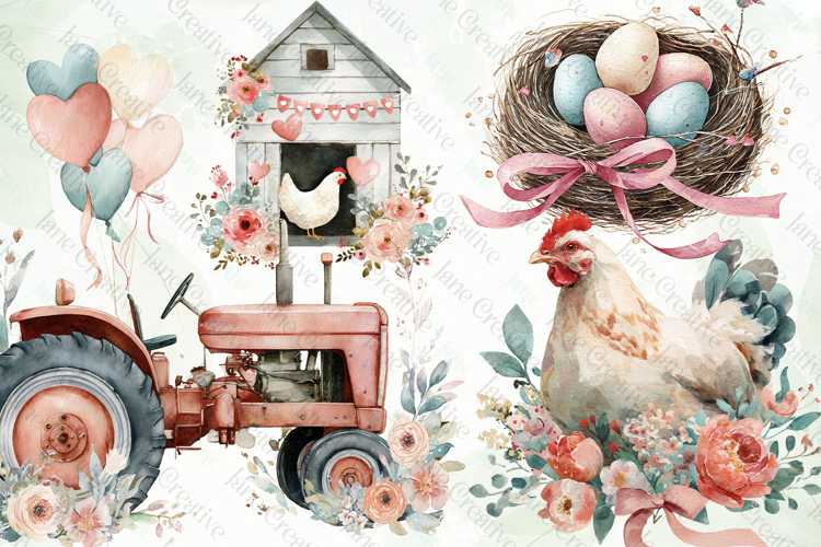 Floral Farmhouse Life Clipart