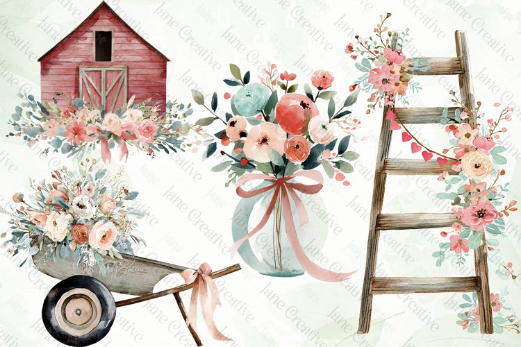 Floral Farmhouse Life Clipart