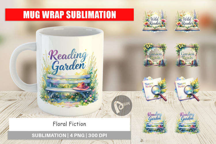 Floral Reading Quotes Mug Wrap
