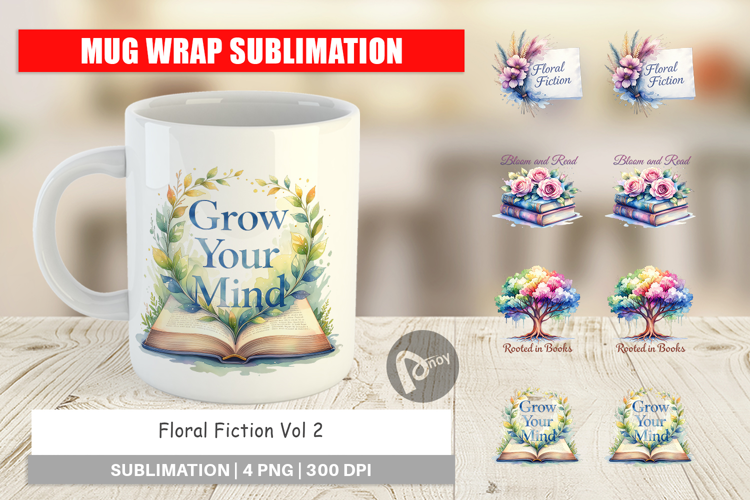 Floral Reading Quotes Mug Wrap
