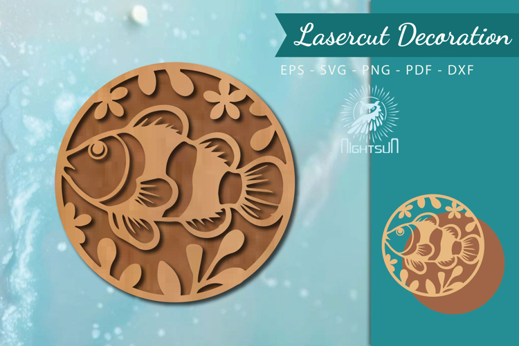 Floral Fish Lasercut Wall Decor SVG