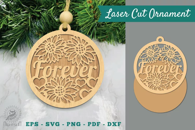 Floral Forever Laser Cut Ornament SVG
