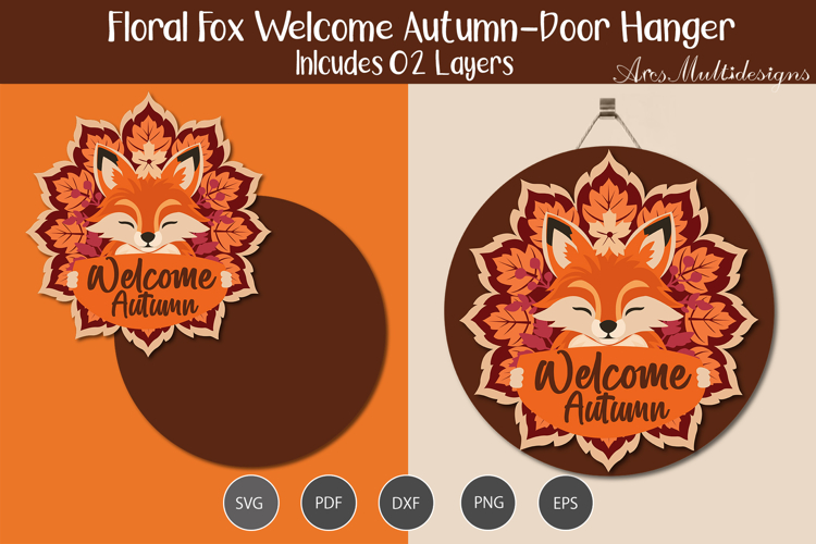 Floral Fox Welcome Autumn Sign example image 1
