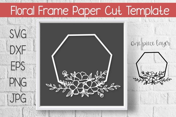 Floral Frame Paper Cut Template Hexagon