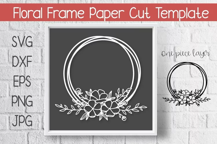 Floral Frame Paper Cut Template Stacked Circle