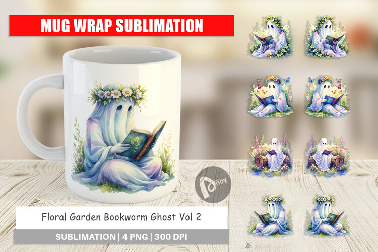 Garden Bookworm Ghost Mug Wrap example image 1