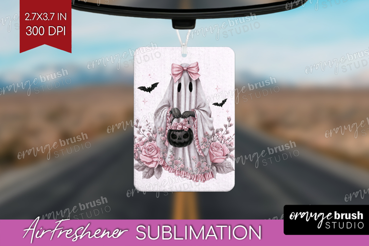 Floral Ghost Cute Air Freshener PNG Pink Halloween PNG