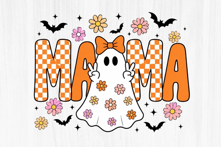 Floral Ghost Mama Halloween Clipart