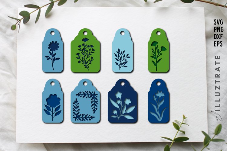 Floral Gift Tag SVG Cut Files | Flower and Fern Gift Tags