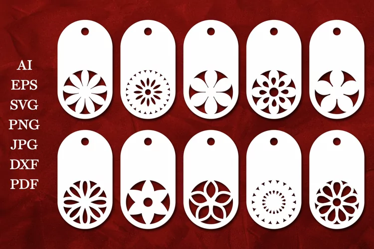 Paper Cut Tags SVG. Floral Gift Tags Template. Floral Tags
