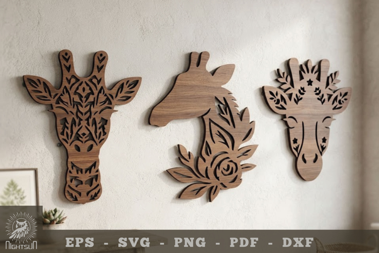 Floral Giraffe Lasercut Wall Decor SVG